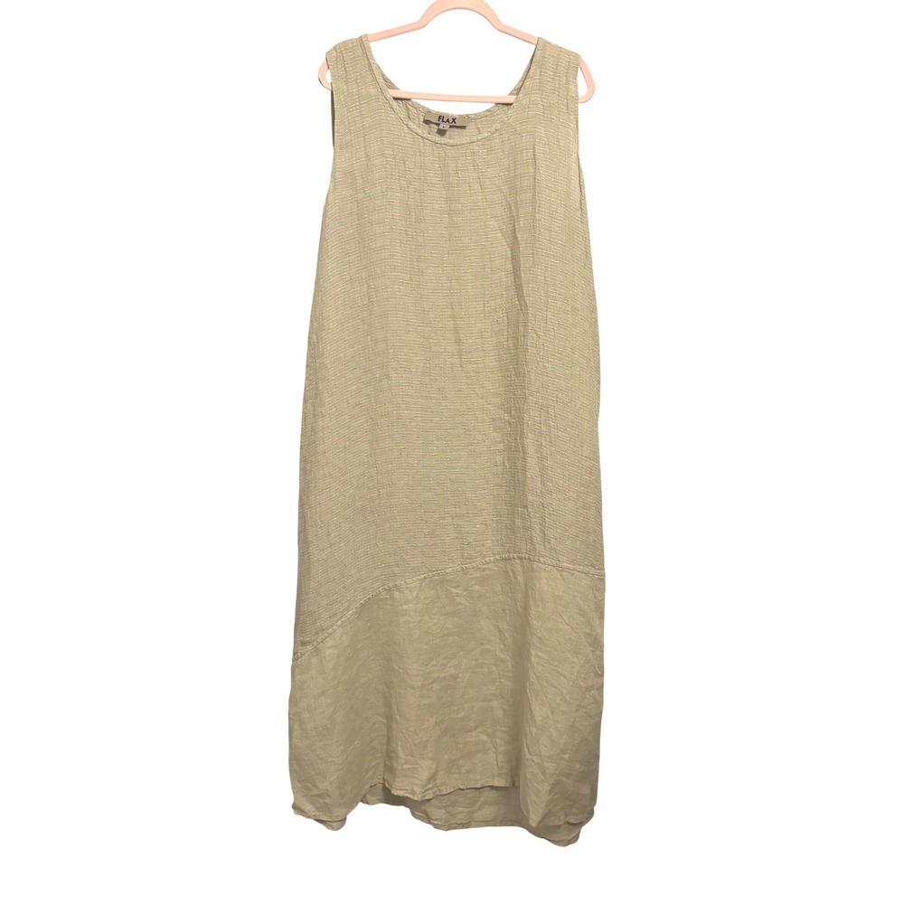 FLAX Women 100%‎ Linen Sleeveless Maxi Dress Lagenlook Size Large